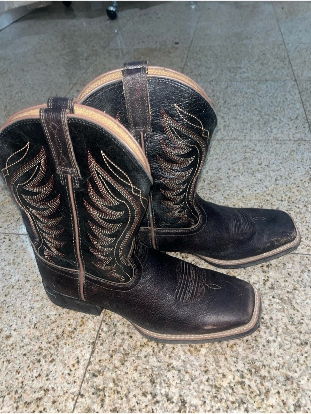 Classic  youth Black Western Cowboy Boots - Durable Leather